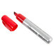 A red marker with a silver tip and a red cap.