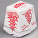 A white Fold-Pak paper take-out box with red writing on it.