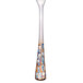 A Master's Gauge by World Tableware stainless steel butter spreader with a blue and white design on the handle.