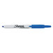 A blue Sharpie retractable permanent marker with a white cap.