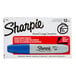 A blue box of 12 Sharpie chisel tip permanent markers.