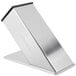 A silver rectangular Dexter-Russell stainless steel knife block with a black top.
