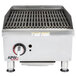An APW Wyott Workline Charbroiler with a knob and a handle above a stainless steel grill.