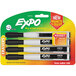 A package of Expo black fine point dry erase markers with white and black markers.