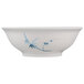 A white bowl with blue bamboo design.