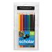 A blue box of Prismacolor Scholar colored pencils.