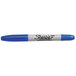 A close-up of a Sharpie Twin-Tip blue marker with the word 'Sharpie' on it.