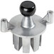 A metal Vollrath push block assembly with a black knob on top.