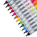 A group of Sharpie brush tip markers with different colors including purple and white.