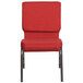 A red Flash Furniture church chair with a silver metal frame.