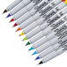 A row of Sharpie ultra-fine point markers in different colors.