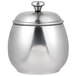 A Vollrath stainless steel sugar bowl with a lid.