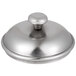 A Vollrath stainless steel sugar bowl with a round silver metal lid.