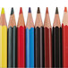 A row of Prismacolor Col-Erase colored pencils with different colors.