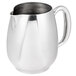 A Vollrath stainless steel open creamer with a handle.