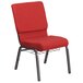 A red Flash Furniture church chair with metal legs.