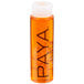 A close up of a small PAYA Papaya Conditioning Shampoo bottle with white and orange labeling.