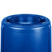 A blue Rubbermaid BRUTE recycling container with a lid.