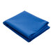 A blue folded fabric table cover on a white background.