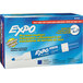 A blue and white box of Expo dry erase markers with a blue marker on the front.