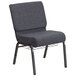 A Flash Furniture dark gray church chair with a metal frame and wire book rack.