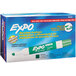 A green and white box of 12 Expo dry erase markers with chisel tips.
