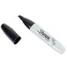 A close-up of a Sharpie Black Chisel Tip Permanent Marker with a black pen holder and clip.
