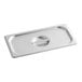 A stainless steel Choice 1/3 Size Steam Table Pan Cover.