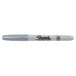 A white Sharpie Metallic Silver marker with the word "Sharpie" on it.