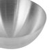 A stainless steel hemisphere mold on a white background.