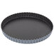 A black round pan with wavy edge.