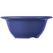 A close-up of a blue Carlisle rimmed melamine bowl on a white background.