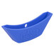 A blue silicone handle holder with a Lodge logo.