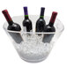 A Franmara customizable wine bucket with three bottles of wine in a bucket of ice.