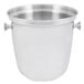 A silver stainless steel Vollrath wine bucket with handles.