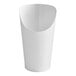 A white paper scoop cup with a curved top.