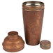 An American Metalcraft antique copper cobbler cocktail shaker with a lid.