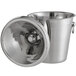 A Franmara stainless steel wine tasting spittoon with lid.