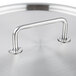 A Vollrath stainless steel pan cover with a loop handle.