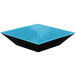 A blue and black square GET Brasilia melamine bowl.