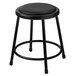 A black National Public Seating lab stool with a cushioned seat and black legs.