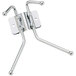 A chrome metal Safco coat hook with two pegs.