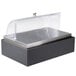 A Vollrath black rectangular display base with a clear lid.