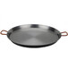 A Matfer Bourgeat carbon steel paella pan with handles.