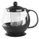 A black Choice tempered glass tea pot with a glass lid.