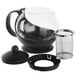 A Choice black glass teapot with a lid and stainless steel strainer.