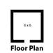 The floor plan of a room with a Norlake 6x6 walk-in cooler.