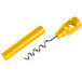 A yellow Franmara plastic pocket corkscrew with a metal handle and a silver spiral.
