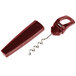 A red Franmara Traveler's corkscrew with a bottle opener.