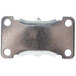 A close-up of a Baker's Mark 3" fixed plate caster metal bracket with two holes.